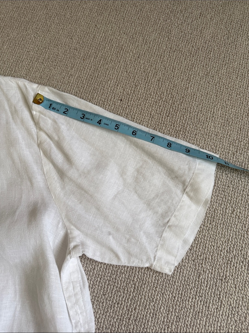 Flax White Linen top Oversized Boxy Short Sleeve Blouse - Picture 10 of 10